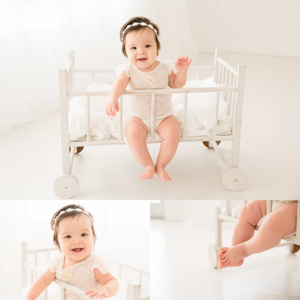 Jupiter Fl photography studio featuring a beautiful baby girl's sitting up baby session.