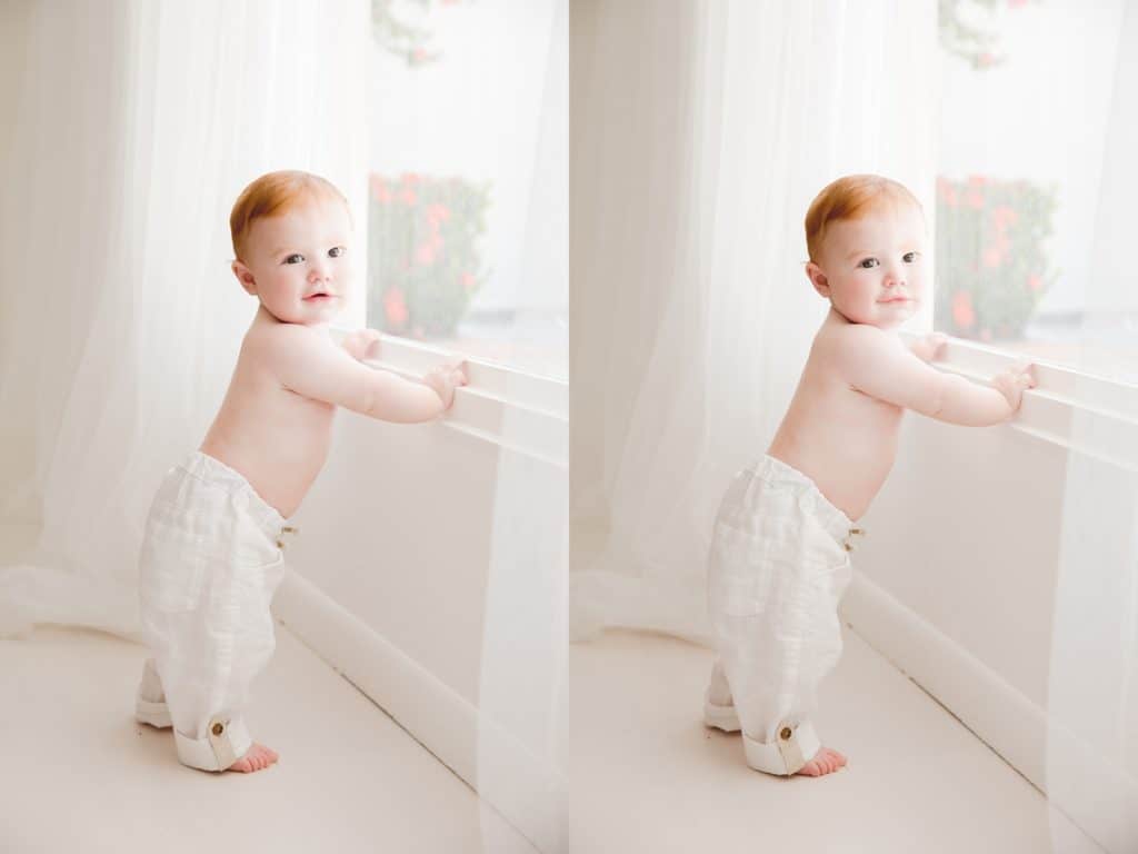 Baby boy at his 6 months photo shoot in jupiter florida photography studio