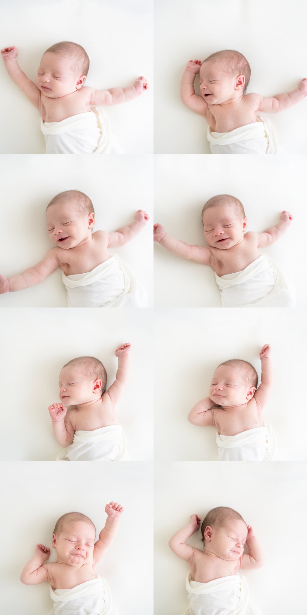 Newborn Photo Shoot featuring 2 week old baby girl stretching