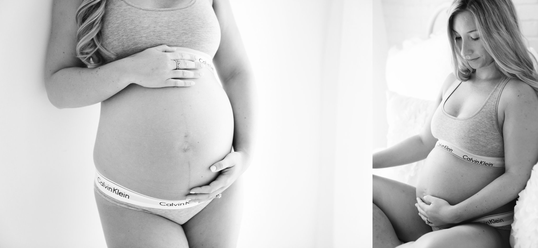 Mother to be showing her baby bump in Jupiter Florida photography studio