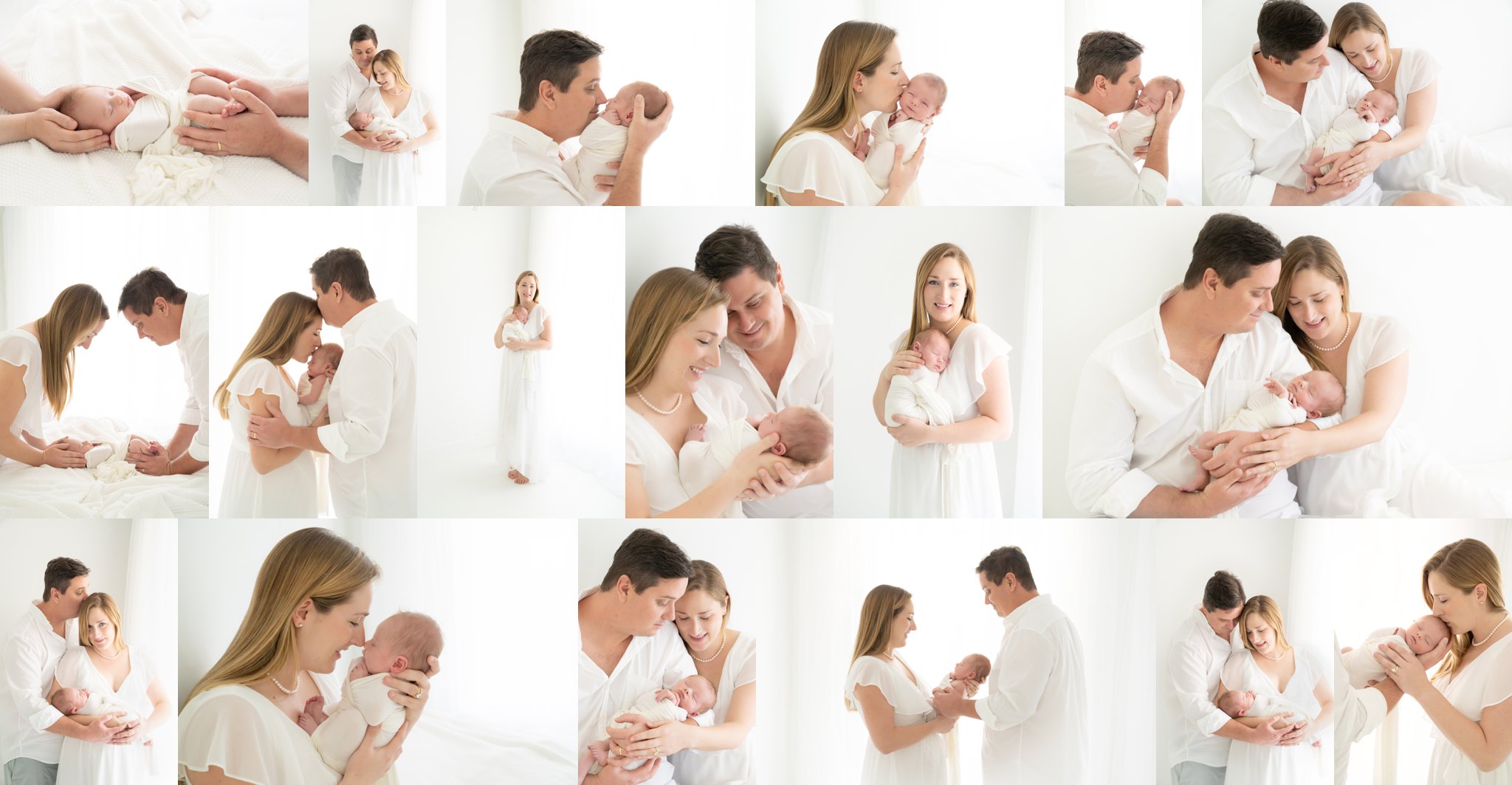 Newborn baby and family being photographed in studio in Jupiter Fl