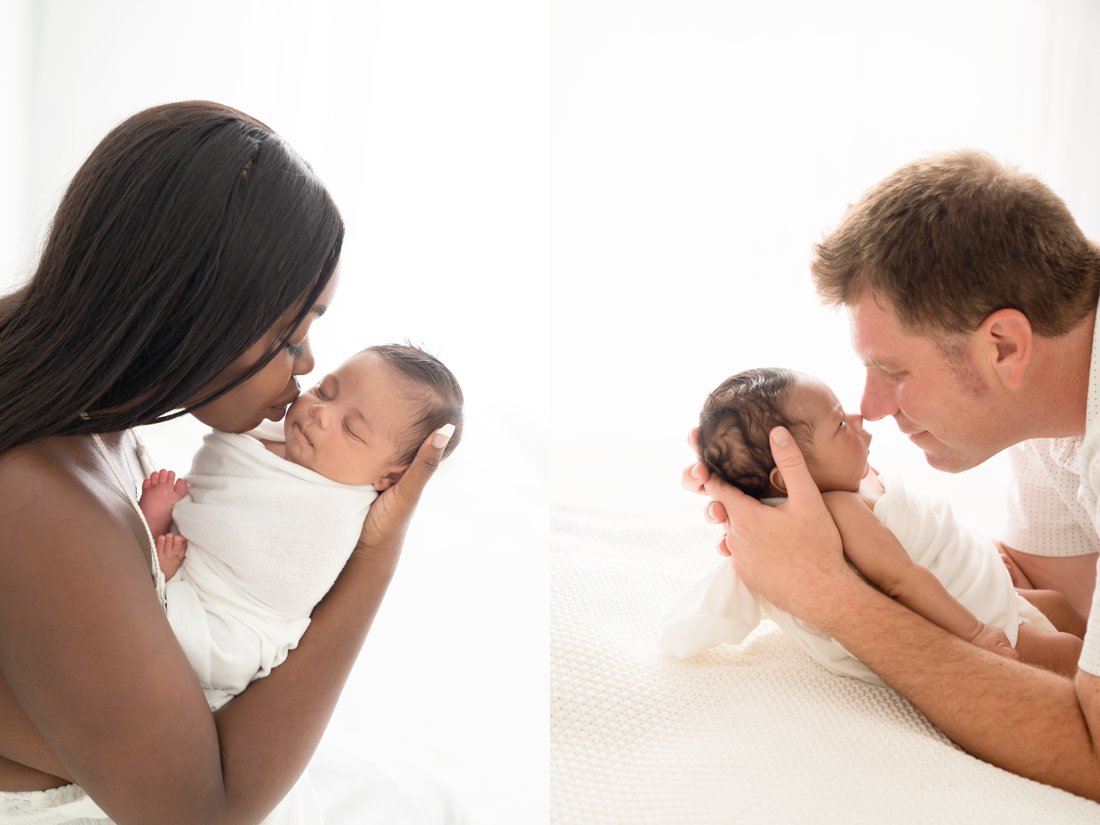 South Florida Photographer photographing a new mom and dad with their newborn baby boy 