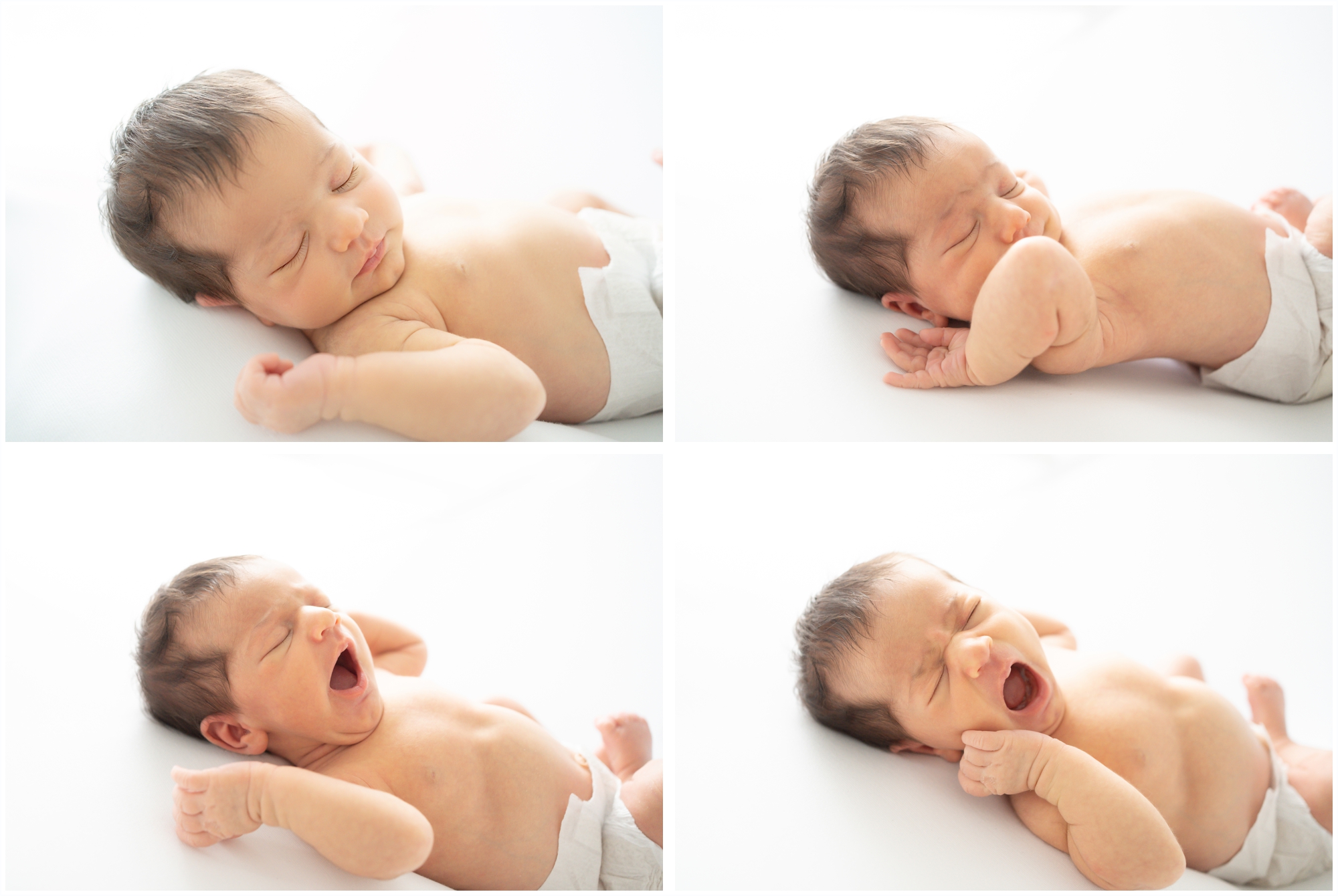 Baby girl yawning at her newborn photoshoots in Jupiter Fl studio