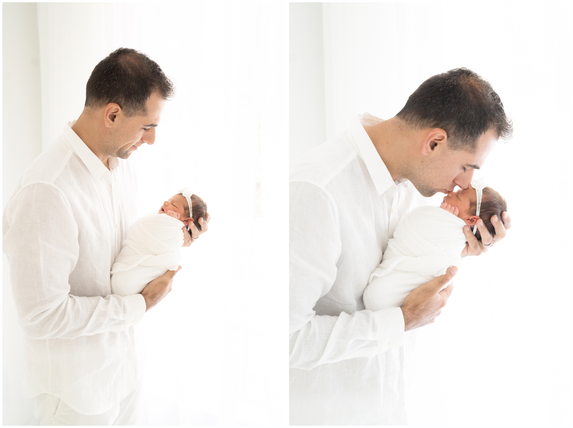 Dad and new baby at their Newborn Photoshoot in Jupiter Fl studio